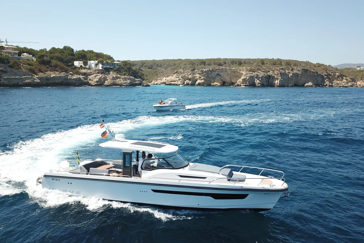 Exterior view of Ruddy, a Nimbus Tender T11 motorboat at Pirovac, Croatia