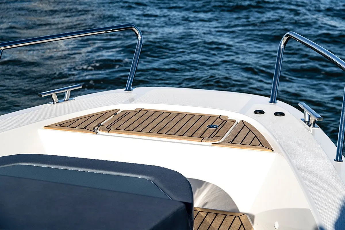 Deck of Ruddy, a Nimbus Tender T11 motorboat at Pirovac, Croatia