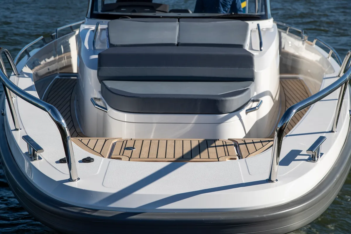 Deck of Ruddy, a Nimbus Tender T11 motorboat at Pirovac, Croatia