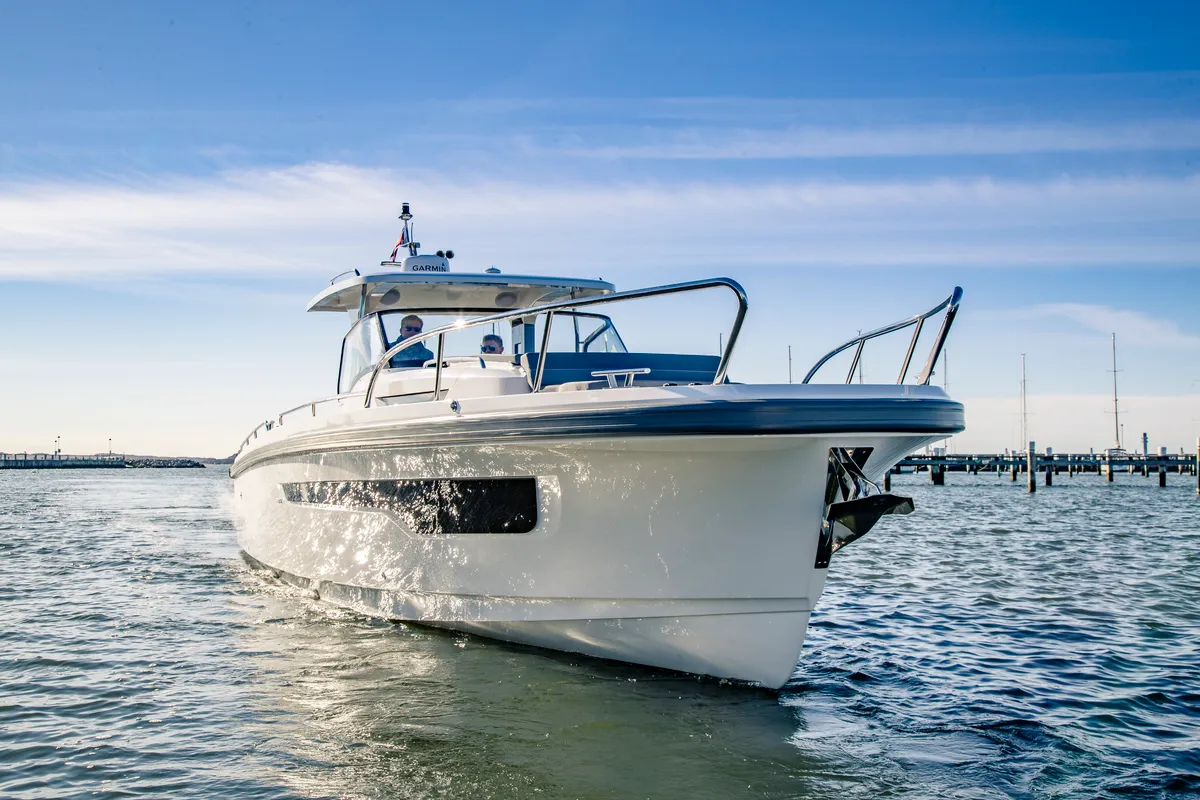 Exterior view of Ruddy, a Nimbus Tender T11 motorboat at Pirovac, Croatia