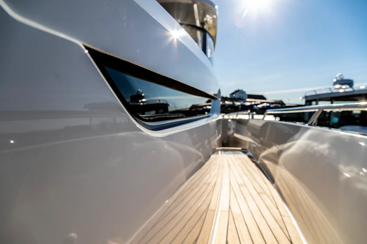 Deck of Ruddy, a Nimbus Tender T11 motorboat at Pirovac, Croatia