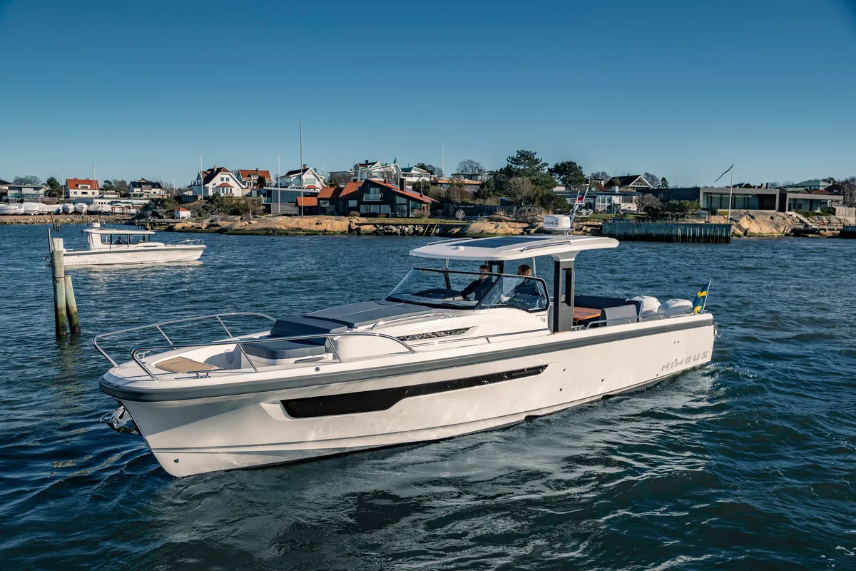 Exterior view of Ruddy, a Nimbus Tender T11 motorboat at Pirovac, Croatia