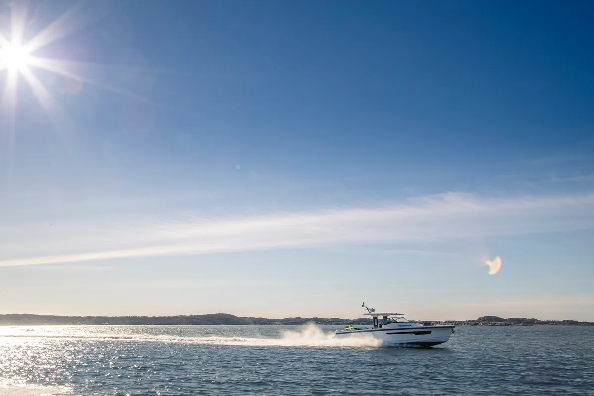 Deck of Ruddy, a Nimbus Tender T11 motorboat at Pirovac, Croatia