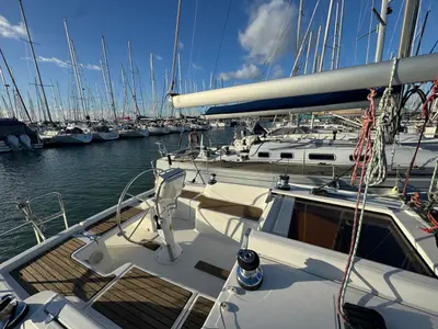 Deck of Tayrona, a Beneteau Oceanis 34 sailboat at La Rochelle, France