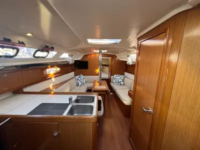Salon of Tayrona, a Beneteau Oceanis 34 sailboat at La Rochelle, France