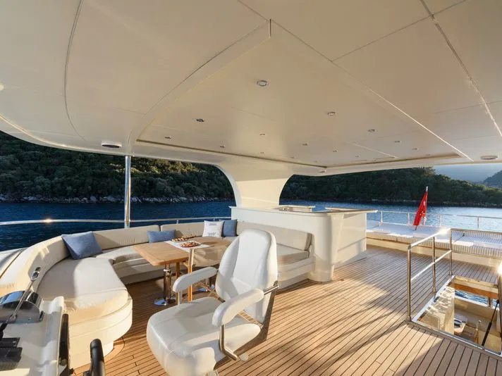 Cockpit of TanWay, a Gulet Motoryacht motor yacht at Marmaris, Turkey