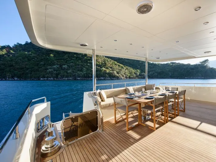 Deck of TanWay, a Gulet Motoryacht motor yacht at Marmaris, Turkey