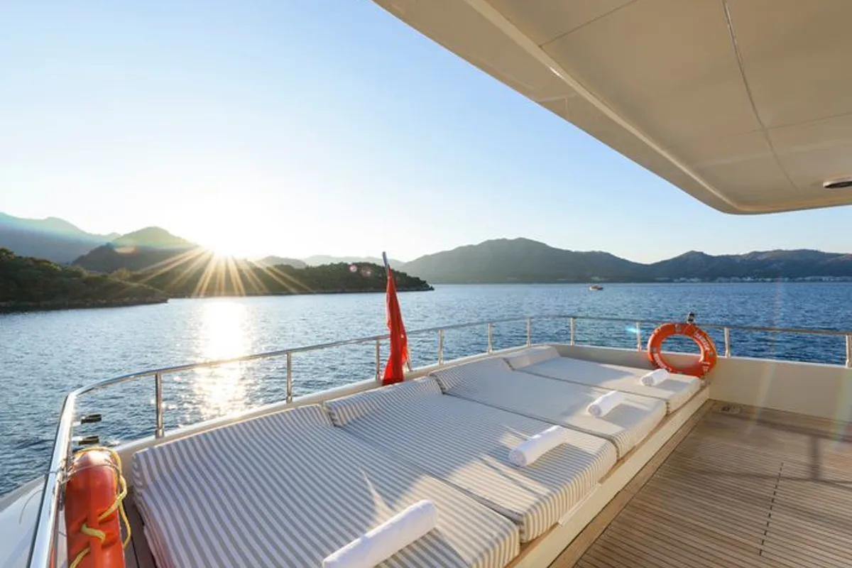 Deck of TanWay, a Gulet Motoryacht motor yacht at Marmaris, Turkey