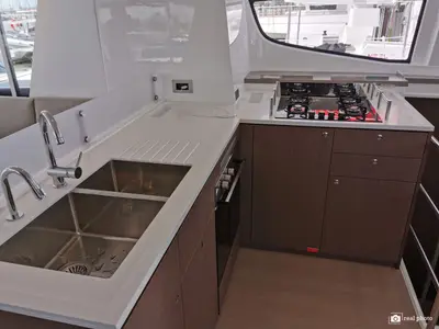 Galley of Moderna, a Bali 4.6 catamaran at Cannigione, Italy