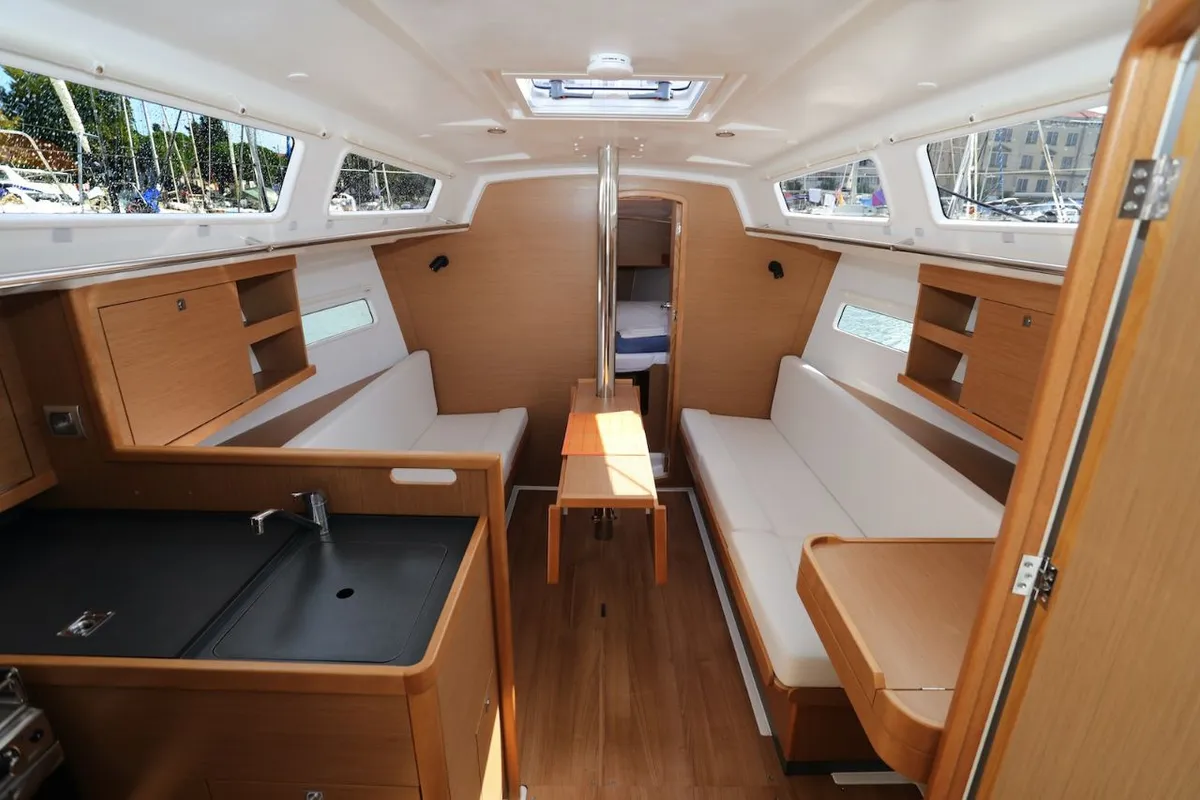 Salon of Tatjana, a Jeanneau Sun Odyssey 319 sailboat at Split, Croatia