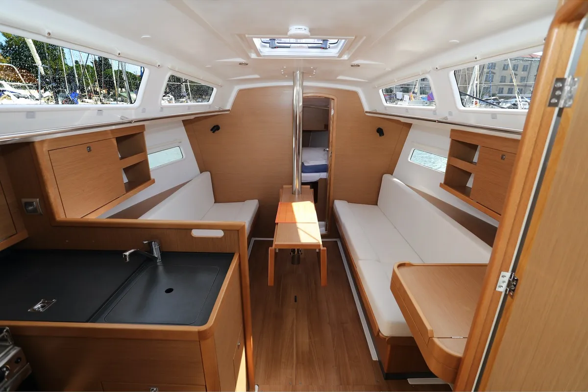 Salon of Tatjana, a Jeanneau Sun Odyssey 319 sailboat at Split, Croatia