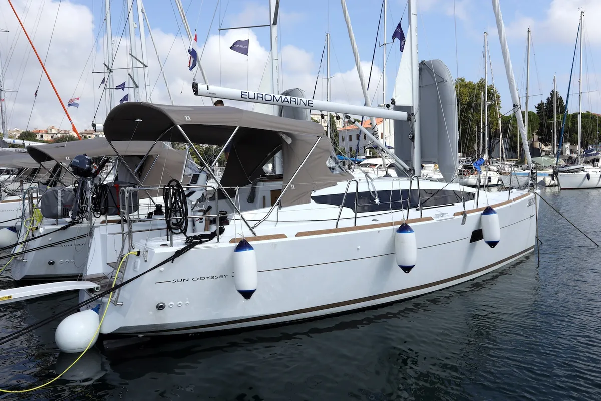 Exterior view of Tatjana, a Jeanneau Sun Odyssey 319 sailboat at Split, Croatia