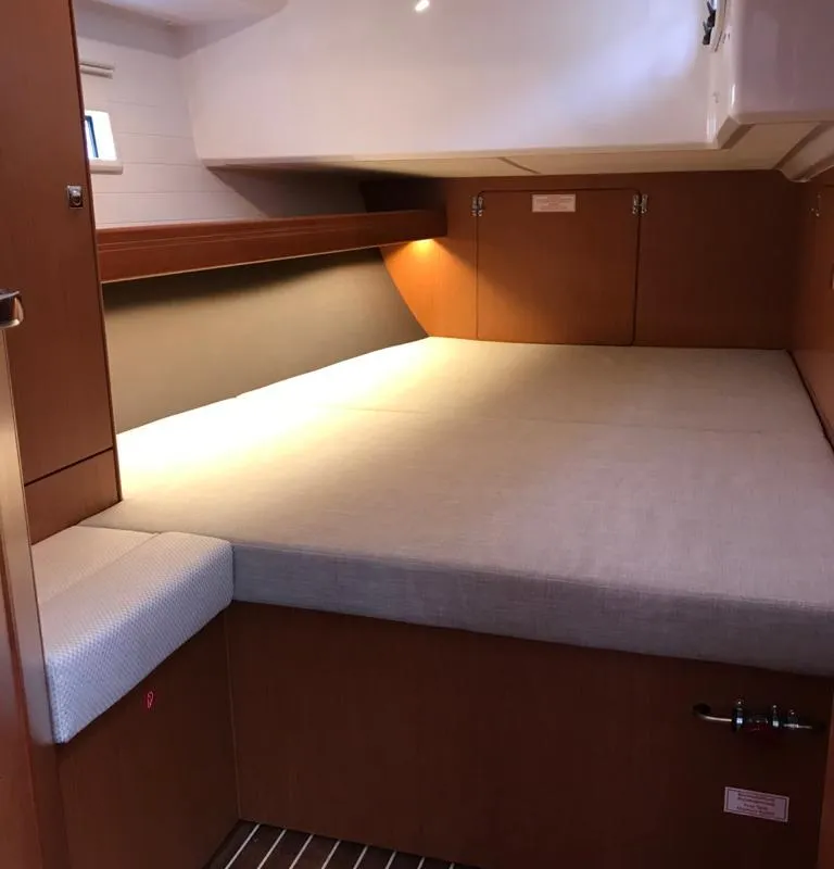 Cabin on Sea Wonder, a Bavaria Cruiser 46 sailboat at Kontokali, Greece
