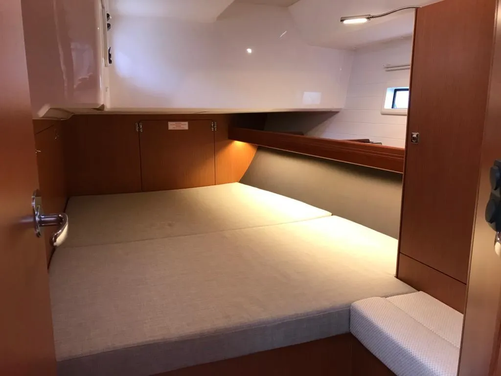 Cabin on Sea Wonder, a Bavaria Cruiser 46 sailboat at Kontokali, Greece