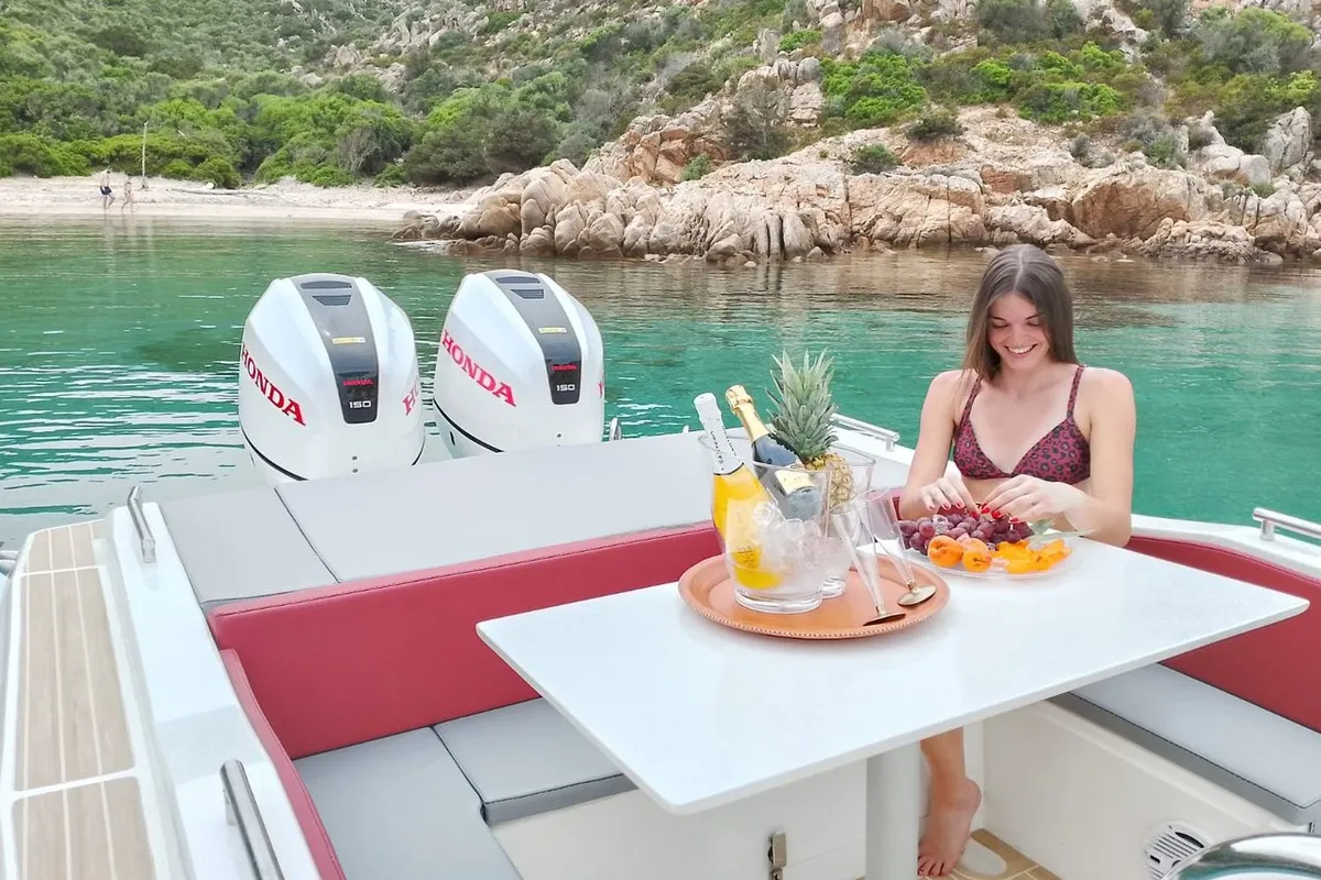 Uno, a Altamarea Wave 27 motorboat at Cannigione, Italy