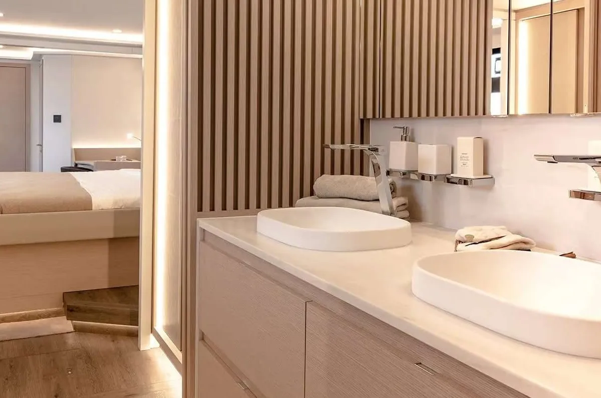 Sol Madinina, a Fountaine Pajot Thira 80 catamaran at Athens, Marina Delta Kallithea, Greece