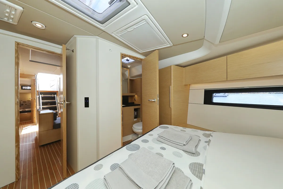Cabin on Salacia, a Hanse 460 sailboat at Grad Šibenik, Croatia