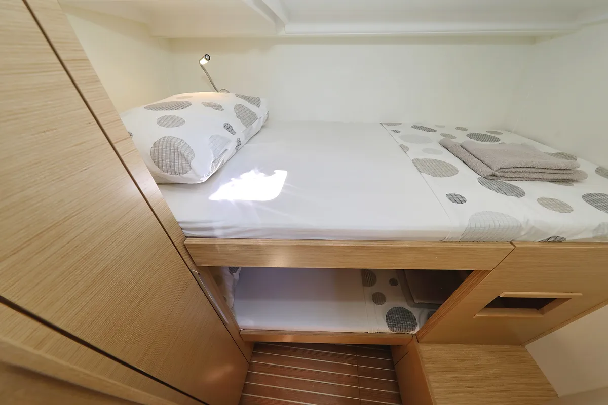 Cabin on Salacia, a Hanse 460 sailboat at Grad Šibenik, Croatia