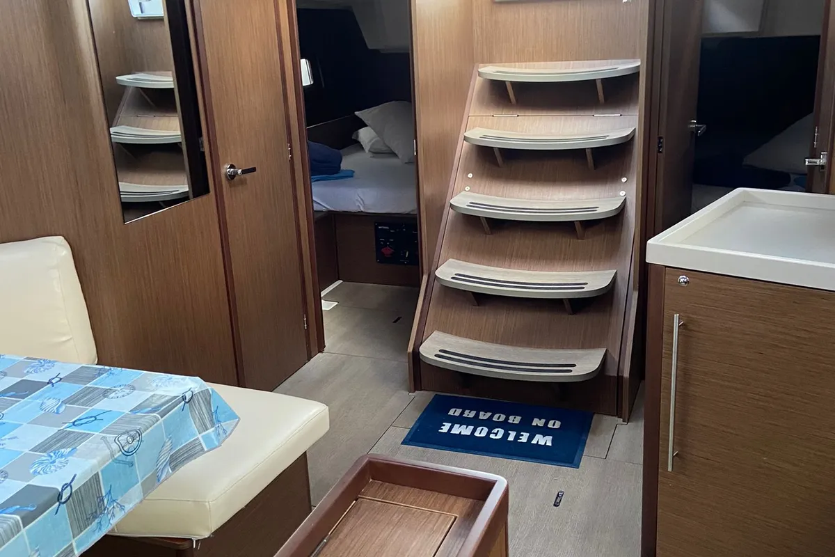 Valvento, a Beneteau Oceanis 46.1 sailboat at Cannigione, Italy