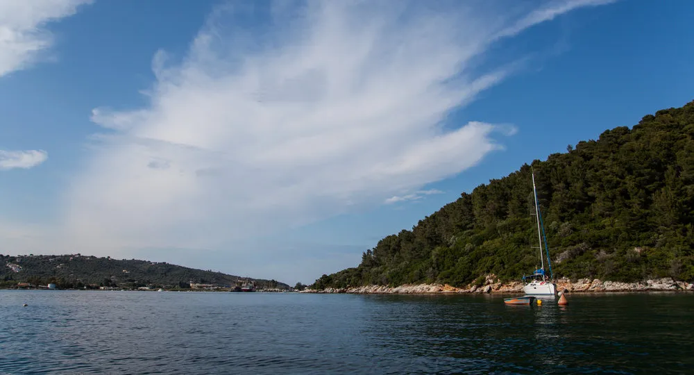 Exterior view of Izella, a Jeanneau Sun Odyssey 36i sailboat at Volos Municipality, Greece