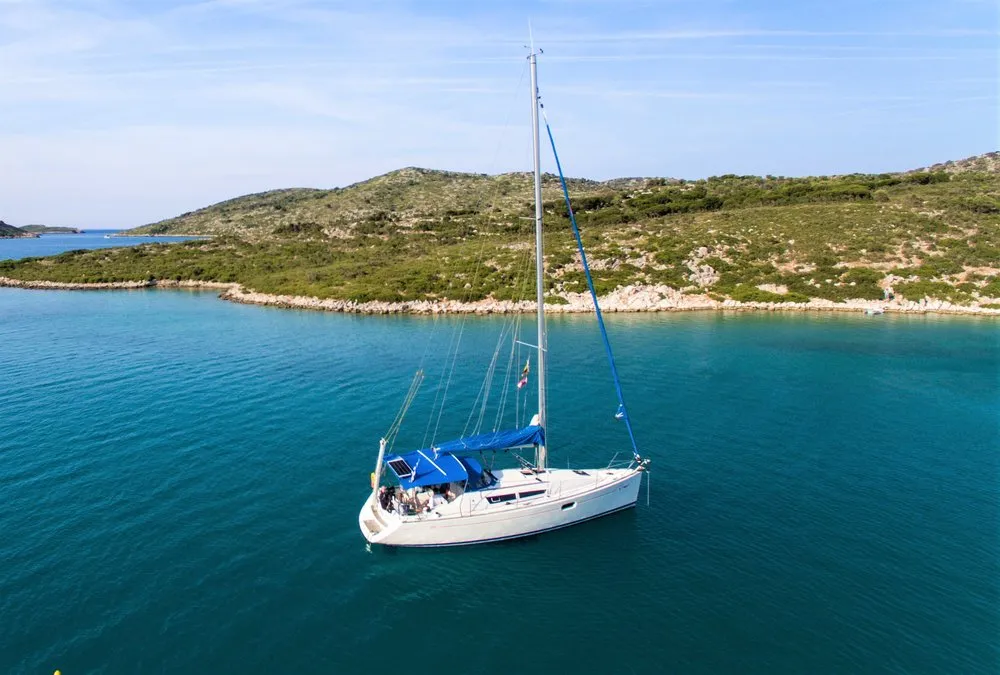 Exterior view of Izella, a Jeanneau Sun Odyssey 36i sailboat at Volos Municipality, Greece