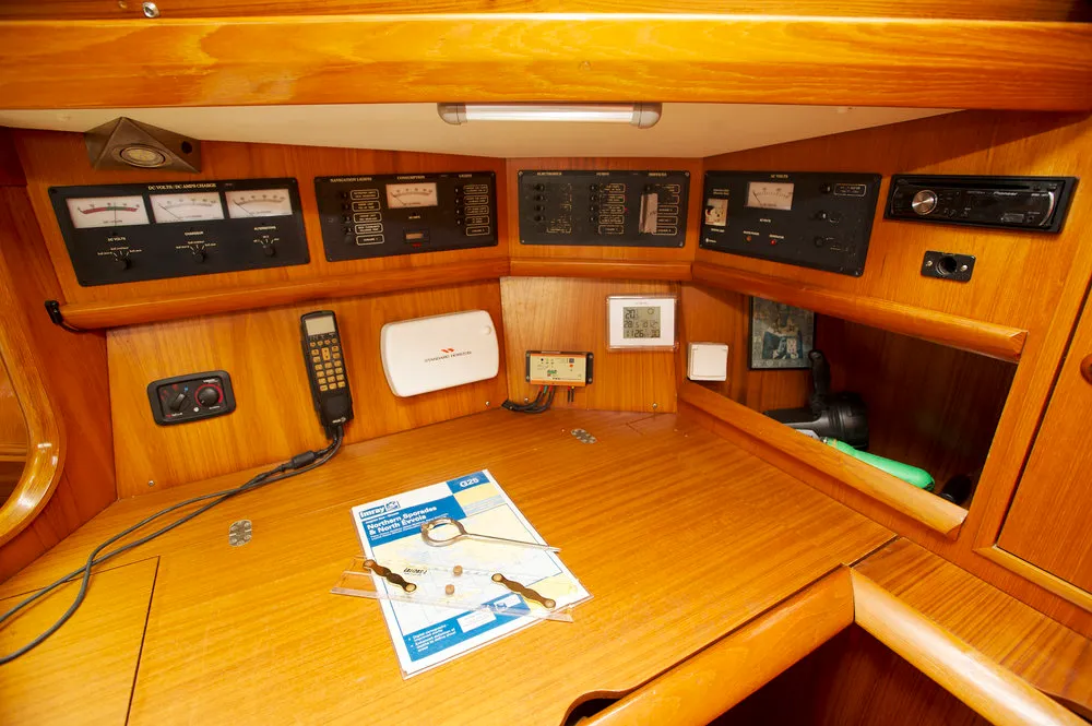 Cockpit of Izella, a Jeanneau Sun Odyssey 36i sailboat at Volos Municipality, Greece