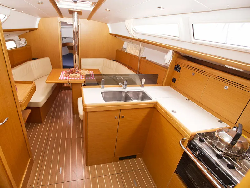 Galley of Izella, a Jeanneau Sun Odyssey 36i sailboat at Volos Municipality, Greece