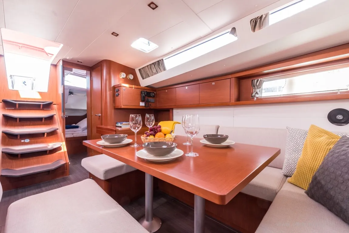 Salon of FLOU, a Beneteau Oceanis 48 sailboat at Split, Croatia