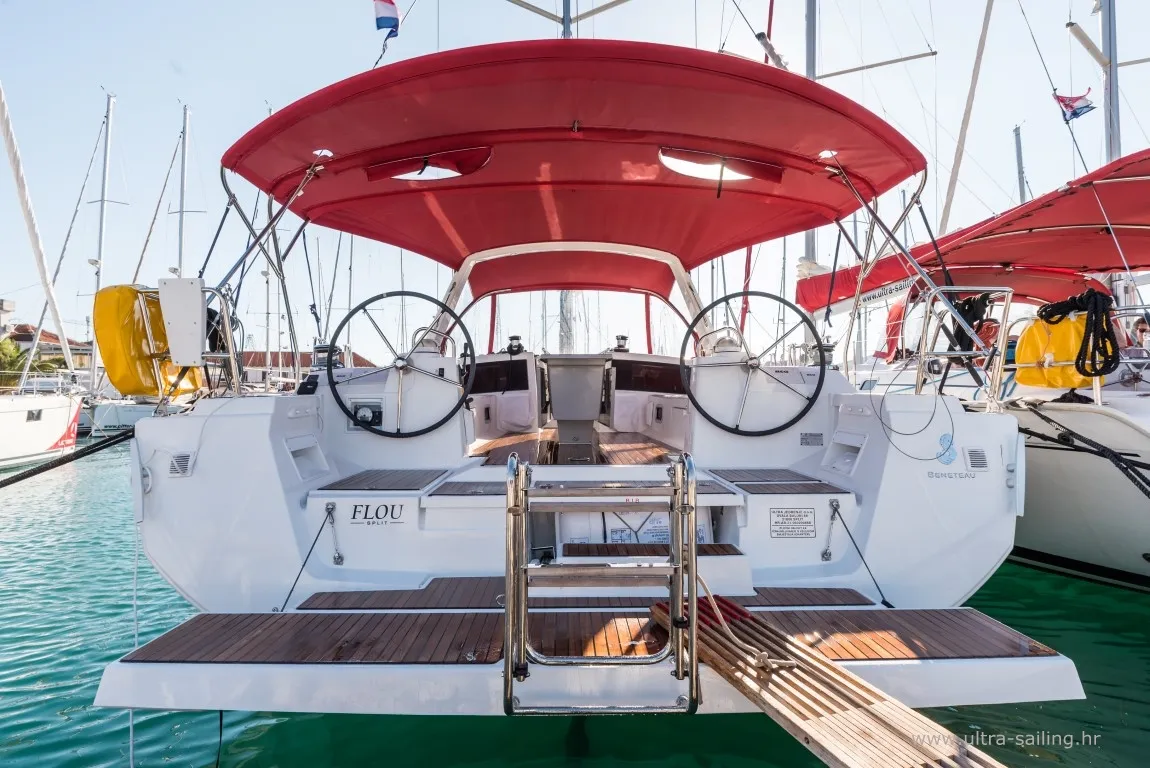 Exterior view of FLOU, a Beneteau Oceanis 48 sailboat at Split, Croatia