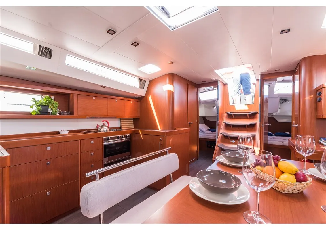 Salon of FLOU, a Beneteau Oceanis 48 sailboat at Split, Croatia