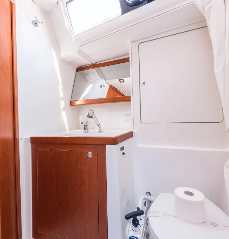 Head on FLOU, a Beneteau Oceanis 48 sailboat at Split, Croatia