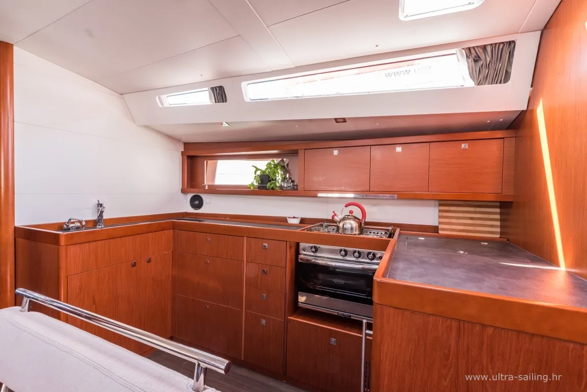 Galley of FLOU, a Beneteau Oceanis 48 sailboat at Split, Croatia