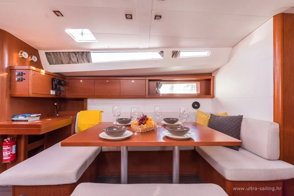 Salon of FLOU, a Beneteau Oceanis 48 sailboat at Split, Croatia