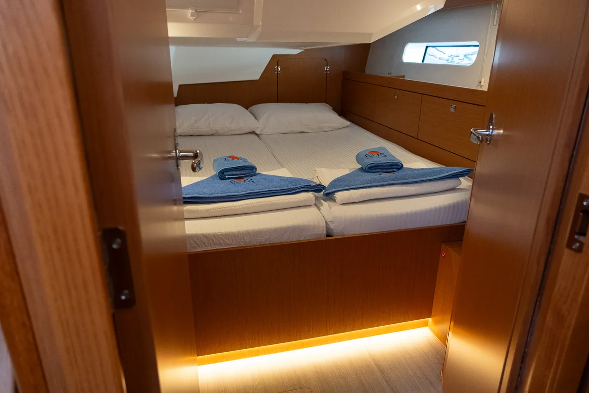 Cabin on Iris, a Bavaria C46 sailboat at Fethiye, Turkey