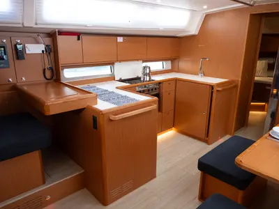 Galley of Iris, a Bavaria C46 sailboat at Fethiye, Turkey