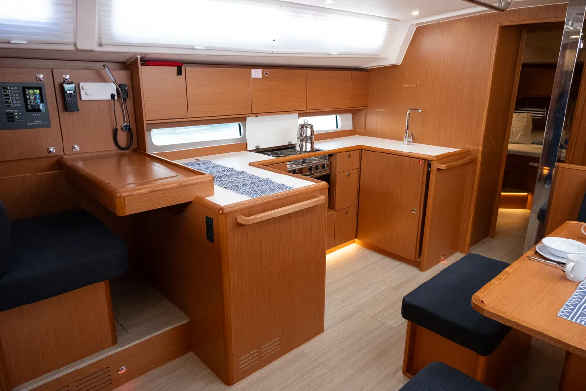 Galley of Iris, a Bavaria C46 sailboat at Fethiye, Turkey