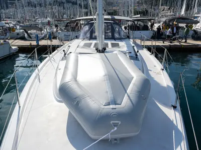 Deck of Iris, a Bavaria C46 sailboat at Fethiye, Turkey