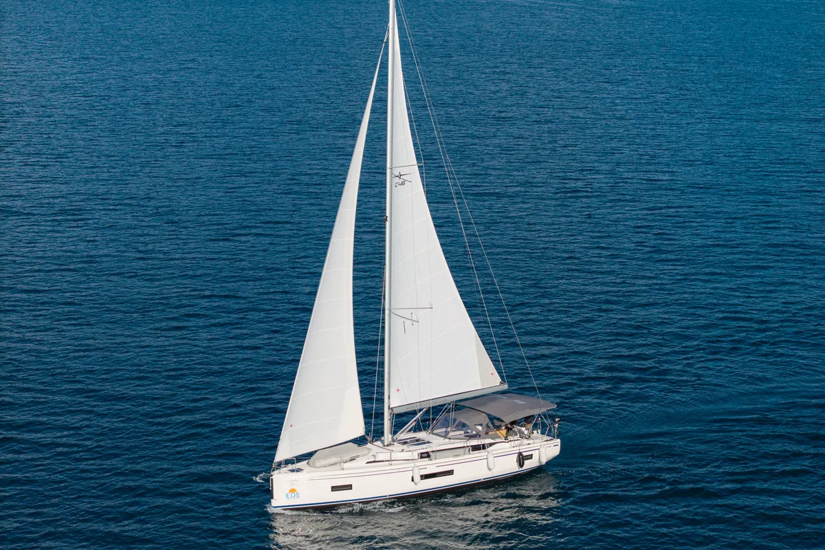 Head on Iris, a Bavaria C46 sailboat at Fethiye, Turkey