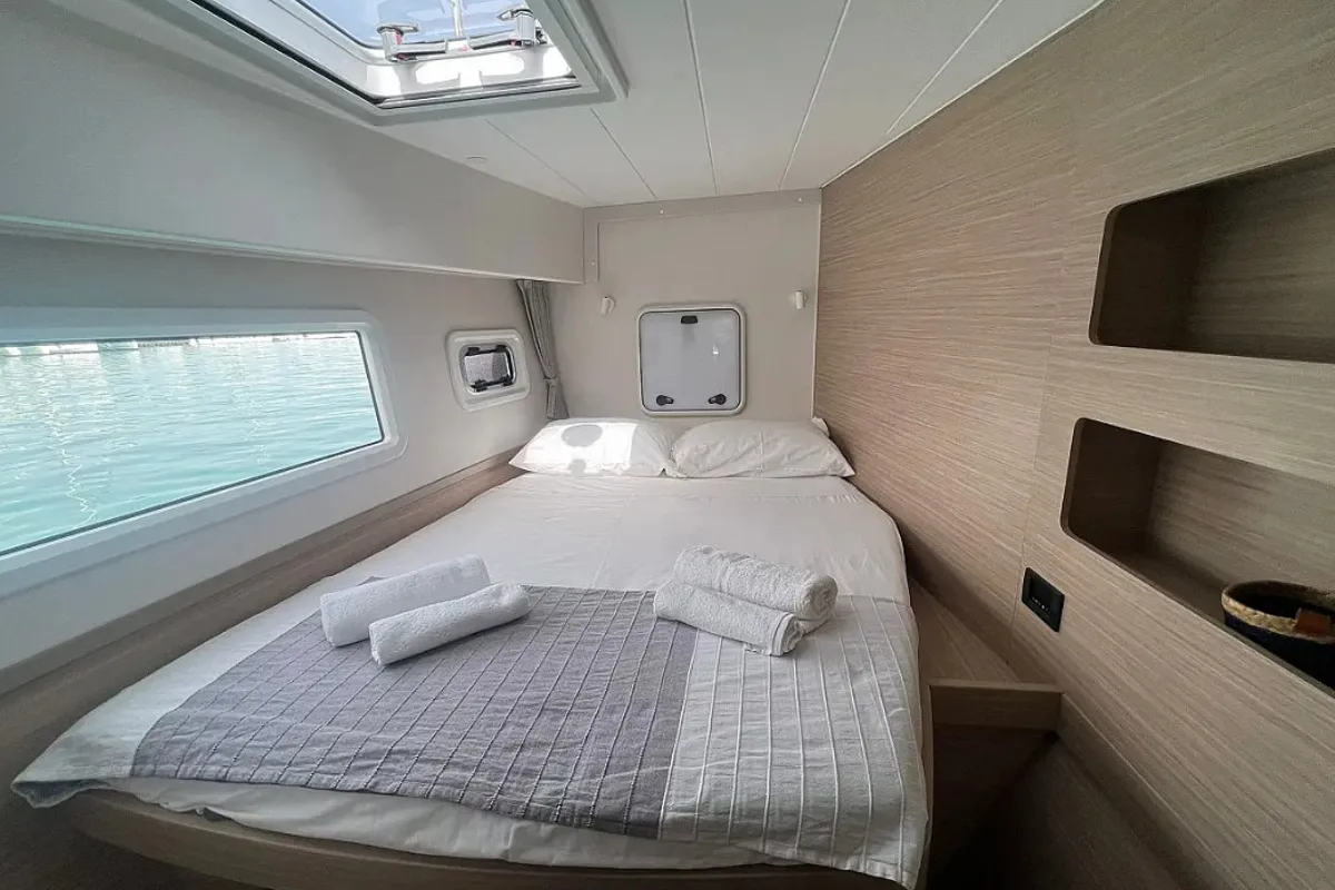 Cabin on Capovento, a Lagoon 42 catamaran at Capo d'Orlando, Italy