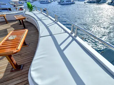Deck of Twin bed cabin lower deck 2, a Gulet Luxury Motor Yacht motorboat at Sharm El Sheikh, Egypt