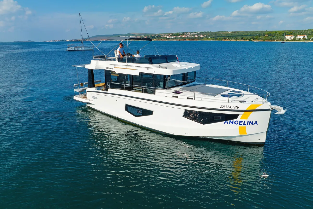 Deck of Taonga, a Cobra Yachts Seamaster 45 motor yacht at Grad Biograd na Moru, Croatia