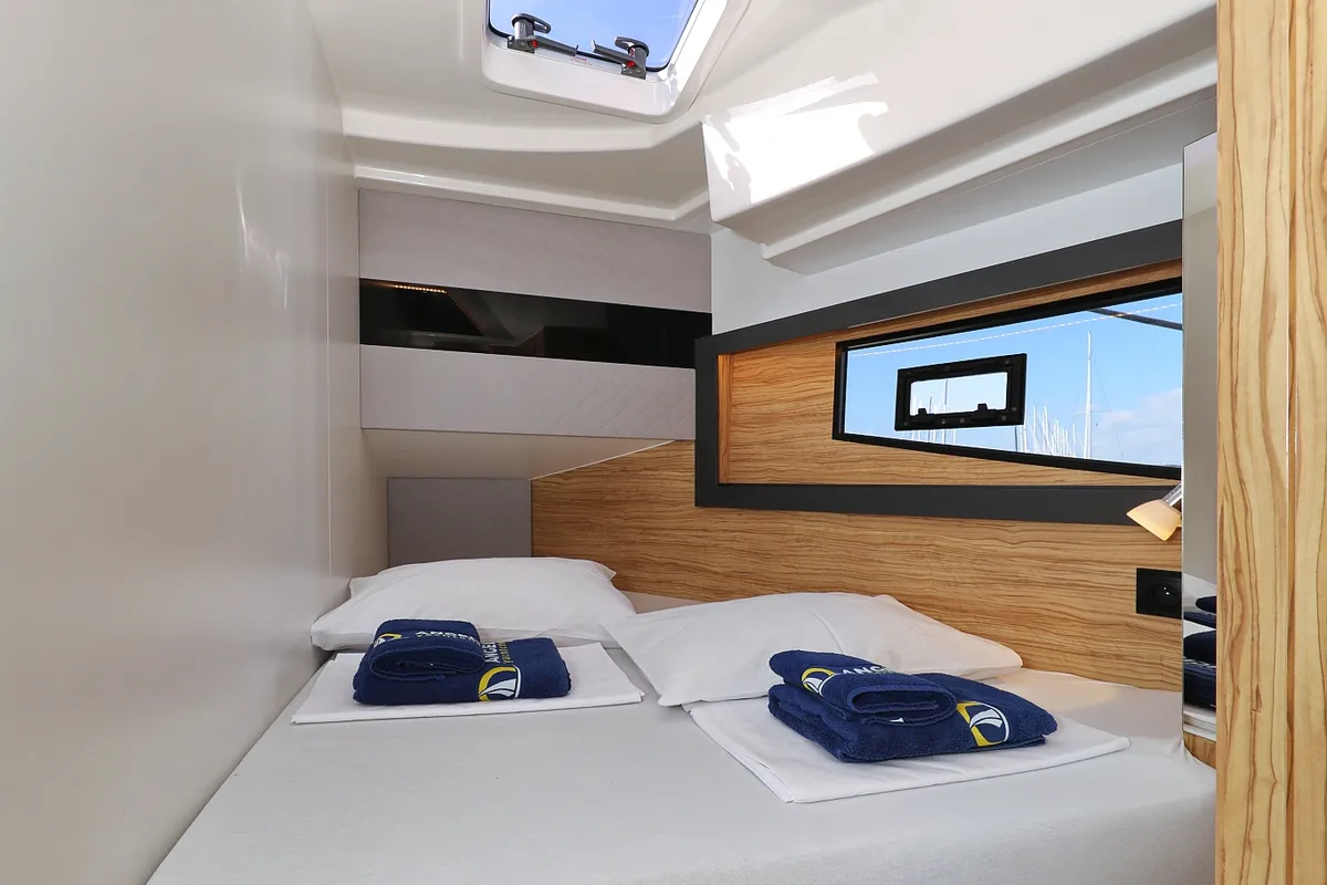 Cabin on Taonga, a Cobra Yachts Seamaster 45 motor yacht at Grad Biograd na Moru, Croatia