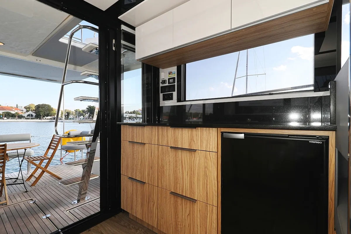 Galley of Taonga, a Cobra Yachts Seamaster 45 motor yacht at Grad Biograd na Moru, Croatia