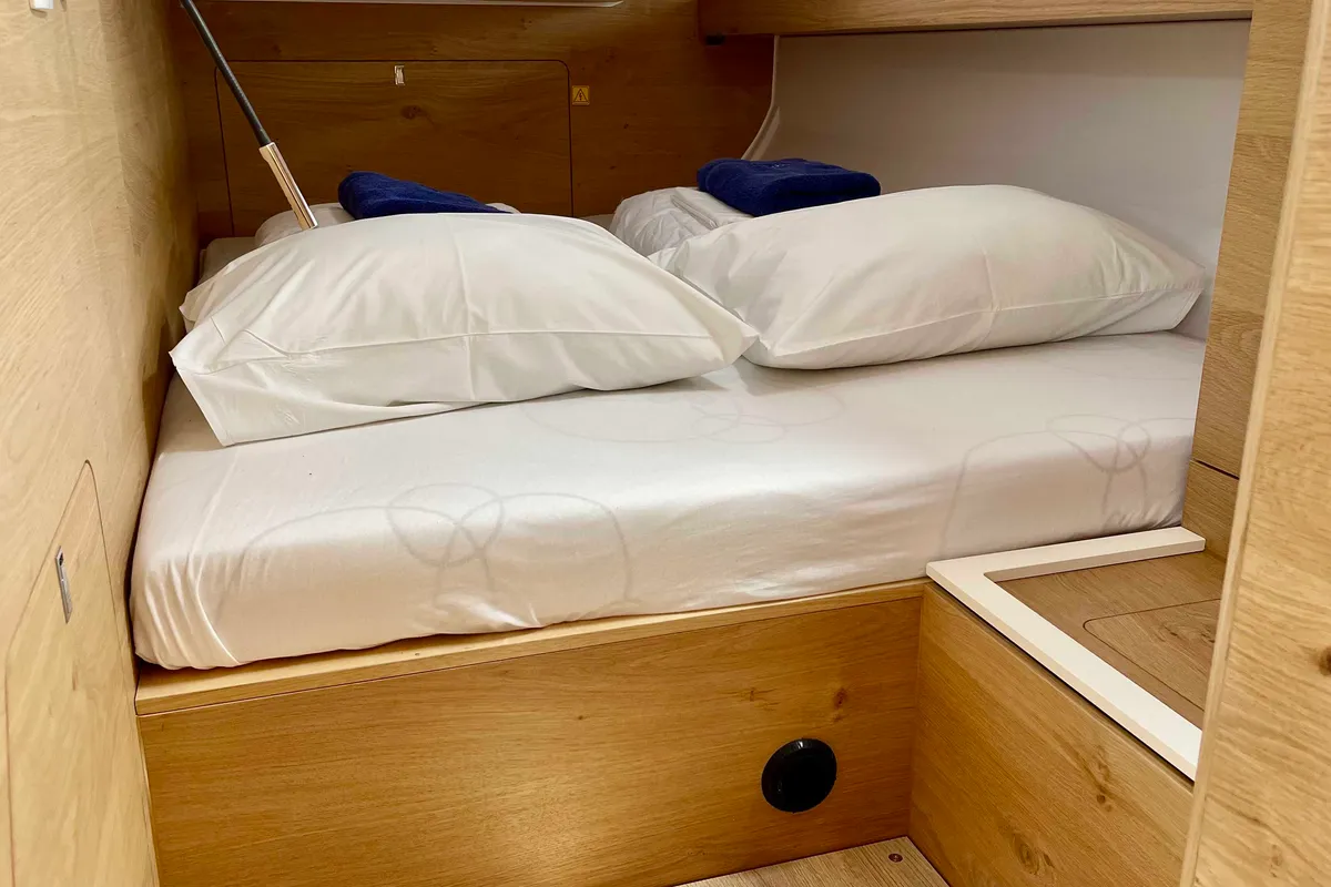 Cabin on Aurora, a Elan Impression 45 sailboat at Pirovac, Croatia