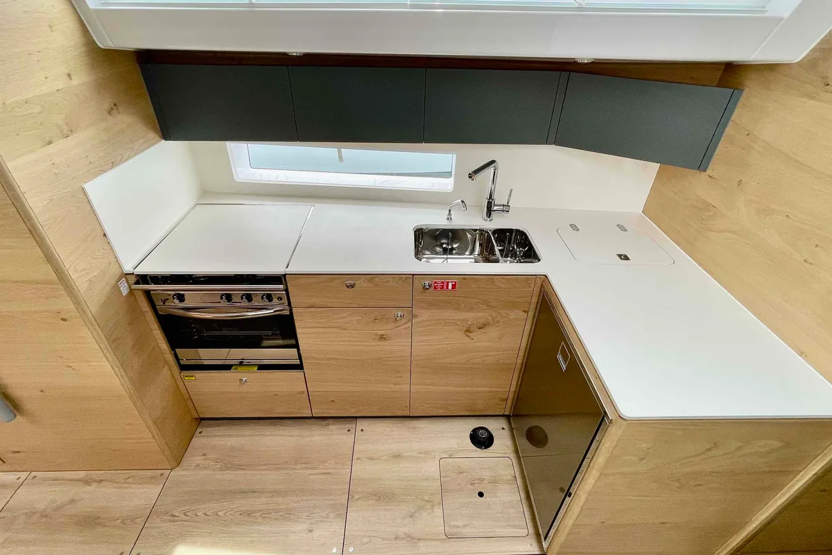 Galley of Aurora, a Elan Impression 45 sailboat at Pirovac, Croatia