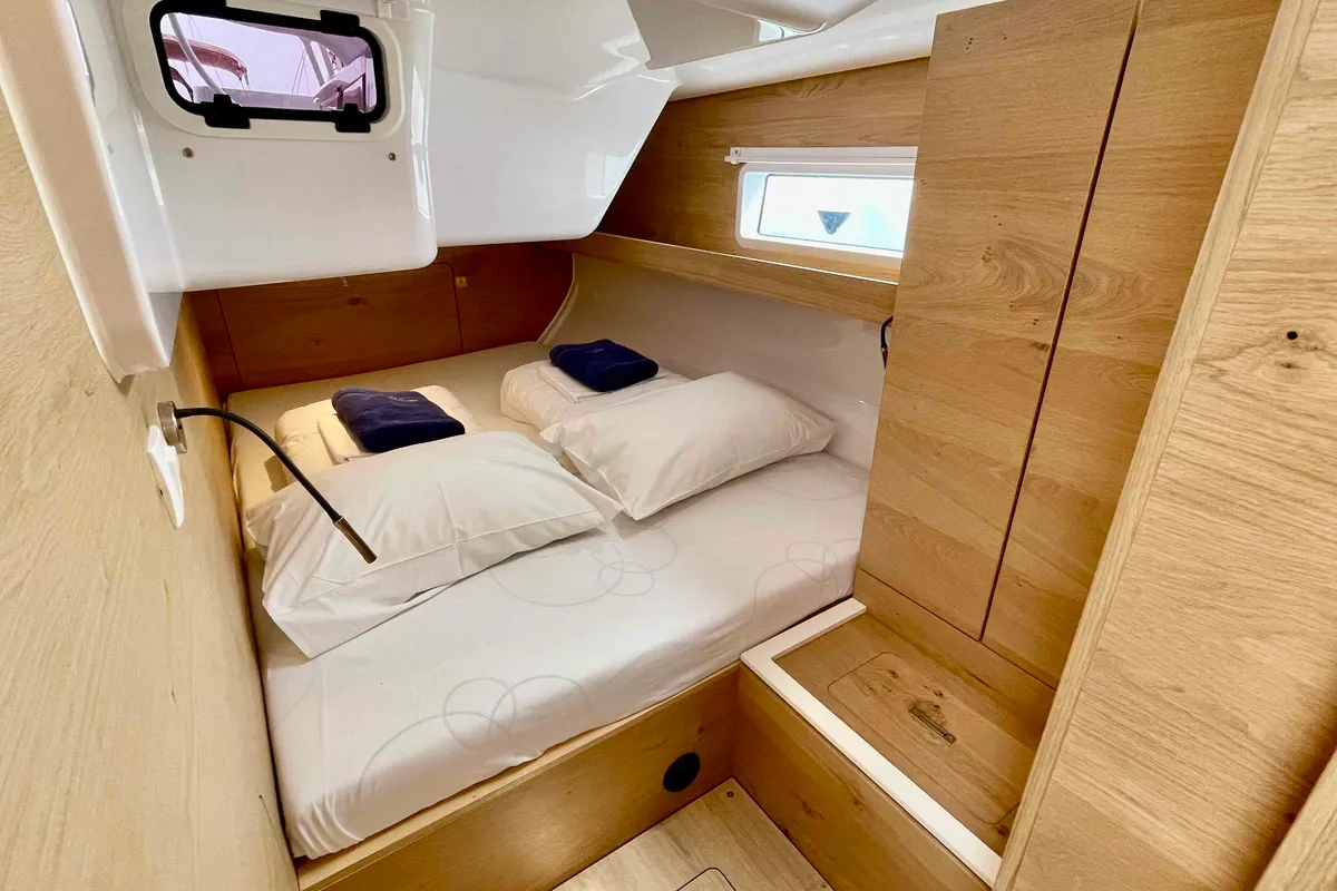 Cabin on Aurora, a Elan Impression 45 sailboat at Pirovac, Croatia