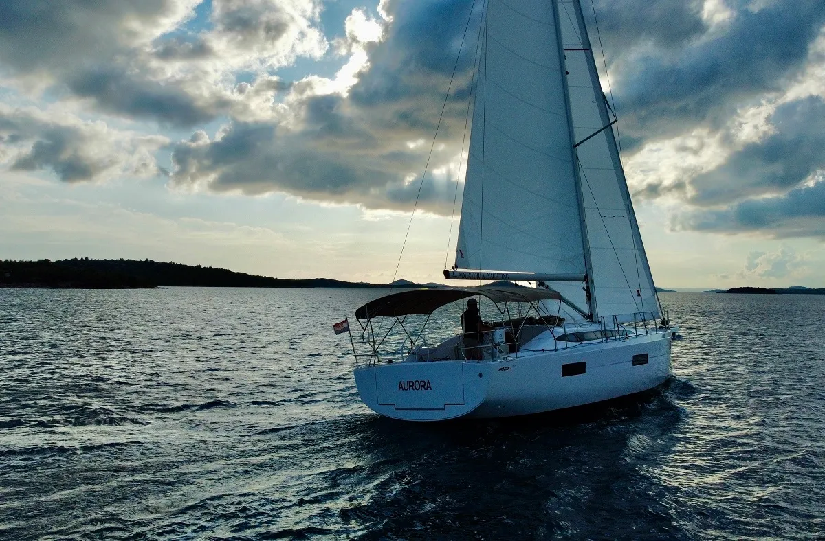 Exterior view of Aurora, a Elan Impression 45 sailboat at Pirovac, Croatia
