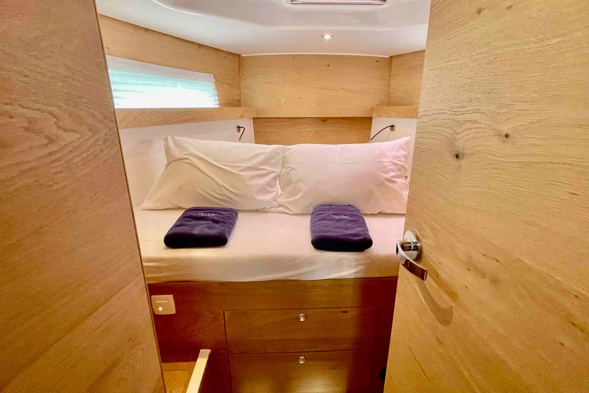 Cabin on Aurora, a Elan Impression 45 sailboat at Pirovac, Croatia