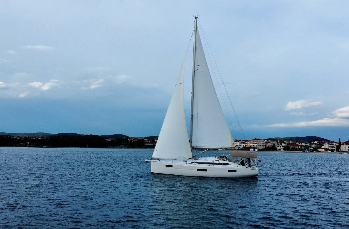 Exterior view of Aurora, a Elan Impression 45 sailboat at Pirovac, Croatia