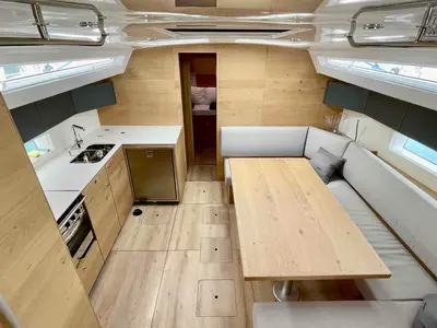 Salon of Aurora, a Elan Impression 45 sailboat at Pirovac, Croatia